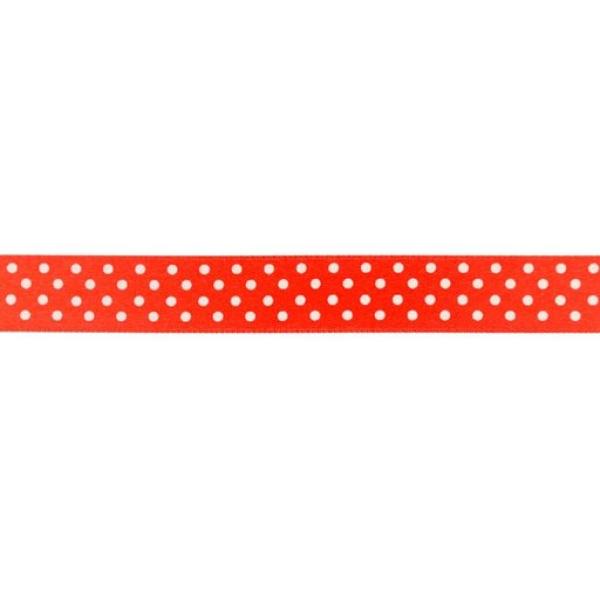 Satinband 15mm Breit mit Weißen Punkten Ø 3mm in Rot